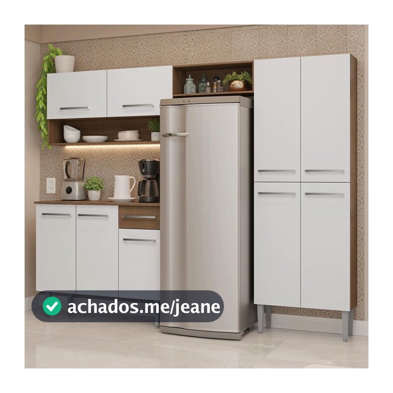 Armário de Cozinha Completa 229cm Rustic/Branco Emilly Madesa 017