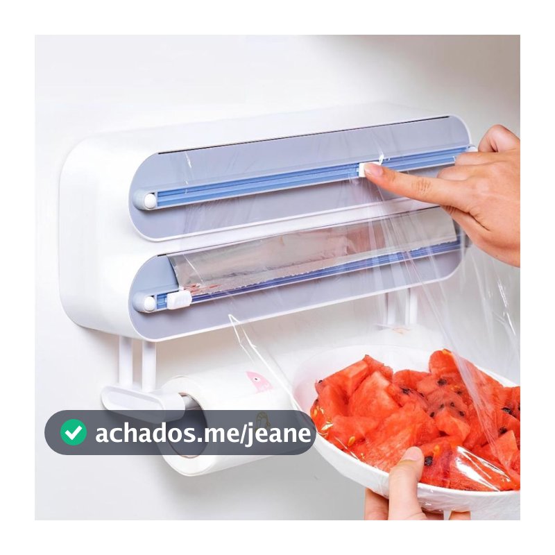 Porta Papel Filme Alumínio Dispenser 3 Em 1 Cortador Duplo.XHL_HOME