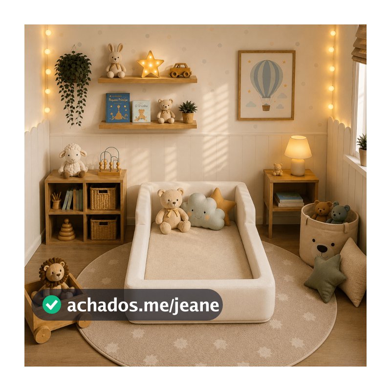 Caminha Infantil Estilo Montessori Estofada com Bordas Elevadas Ideal para Transição do Berço 100% Espuma D28