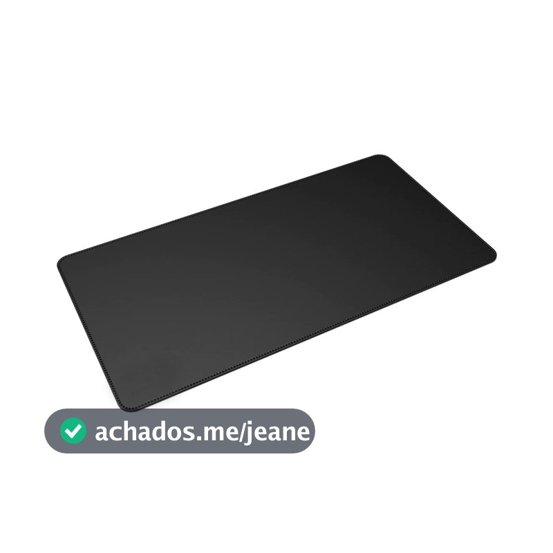 Mouse Pad Grande Couro Preto Feltro Costurado Básico