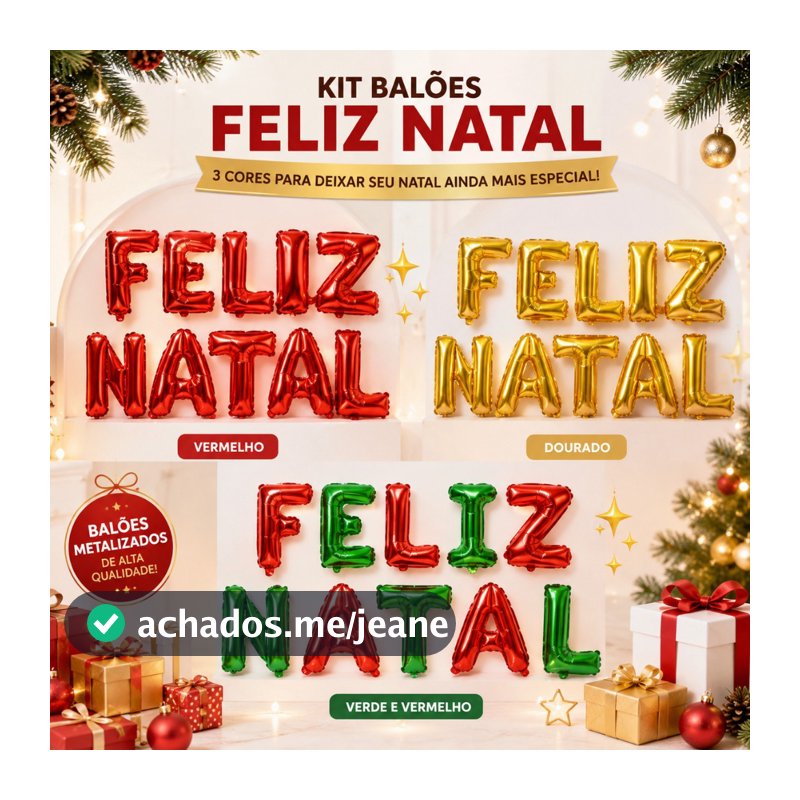 Kit Balão Feliz Natal - Letras Festas Metalizados Decoração De Natal - 2027 Natal 2027