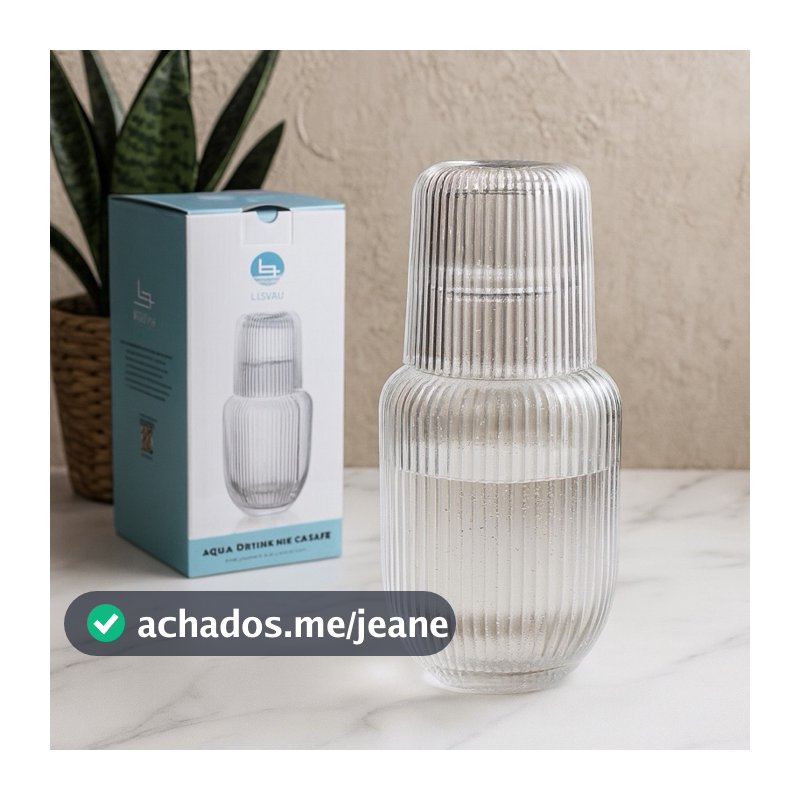 Moringa de Vidro 600ml com Copo 145ml Versalhes para Quarto Escritório e Decoração