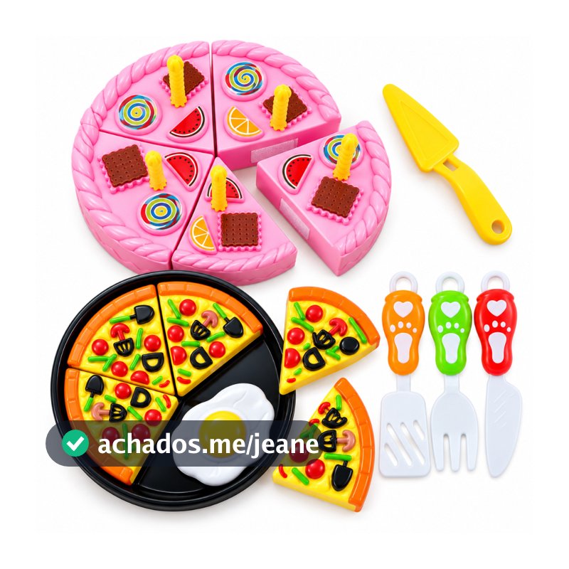 Kit Mercadinho Infantil Cozinha Comidinhas Pizza Bolo Brinquedo Menina Presente