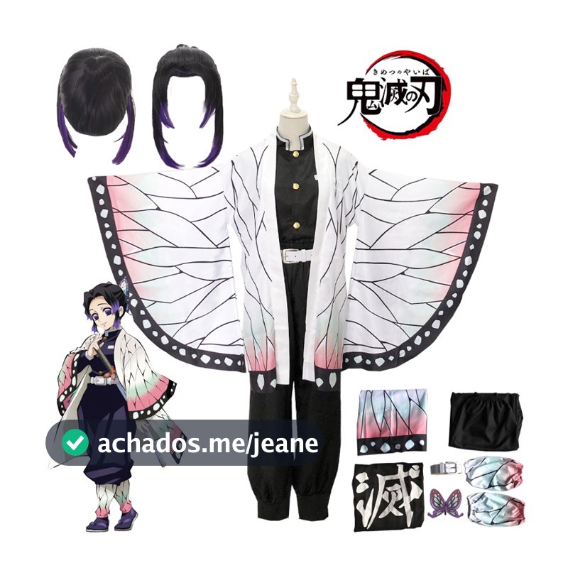 Kochou Shinobu Cosplay Costume Anime Halloween Party Role Play Outfit Full Set Women