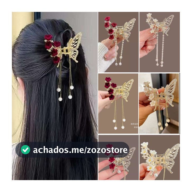 Presilha De Cabelo Feminina Dourada Com Borla De Borboleta Em Liga moda