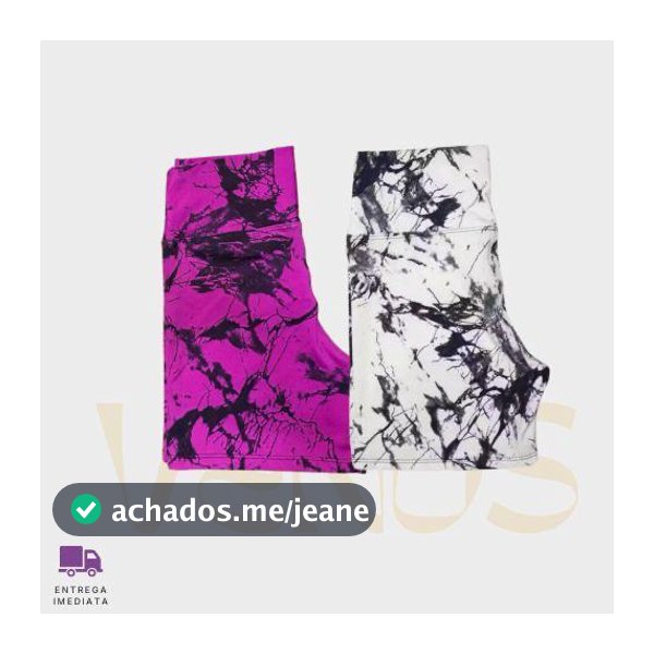 Kit 2 Shorts Fitness Academia Zero Transparencia Marmorizado Cintura Alta Meia Coxa Feminino Tie Dye