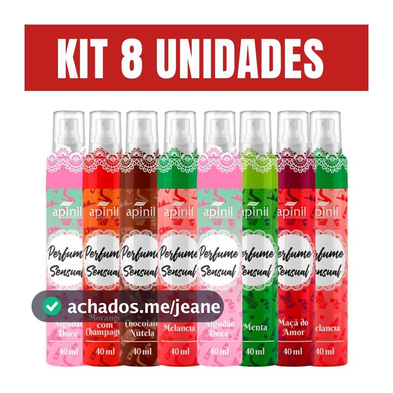 Kit 8 Unidades Perfume Sensual Apinil 40ml Sortidos Feminino Aromas Doces Atacado Revenda