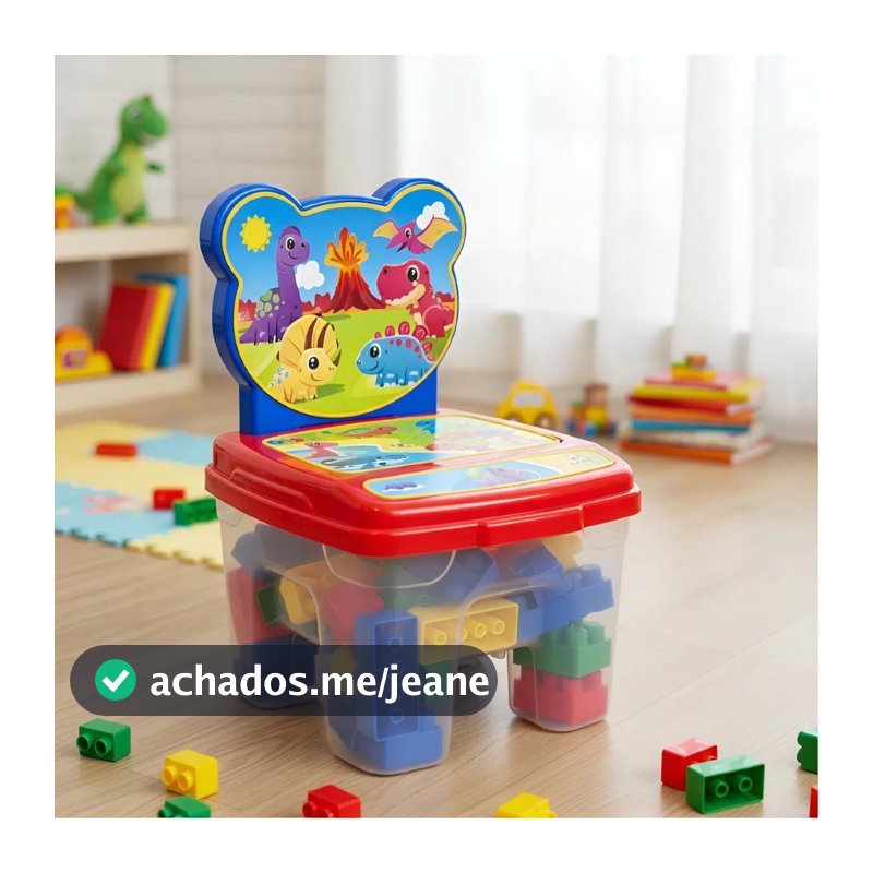 Brinquedo Educativo 2 Em 1: Cadeira + Blocos Grandes 48 Peças para montar blocos legal