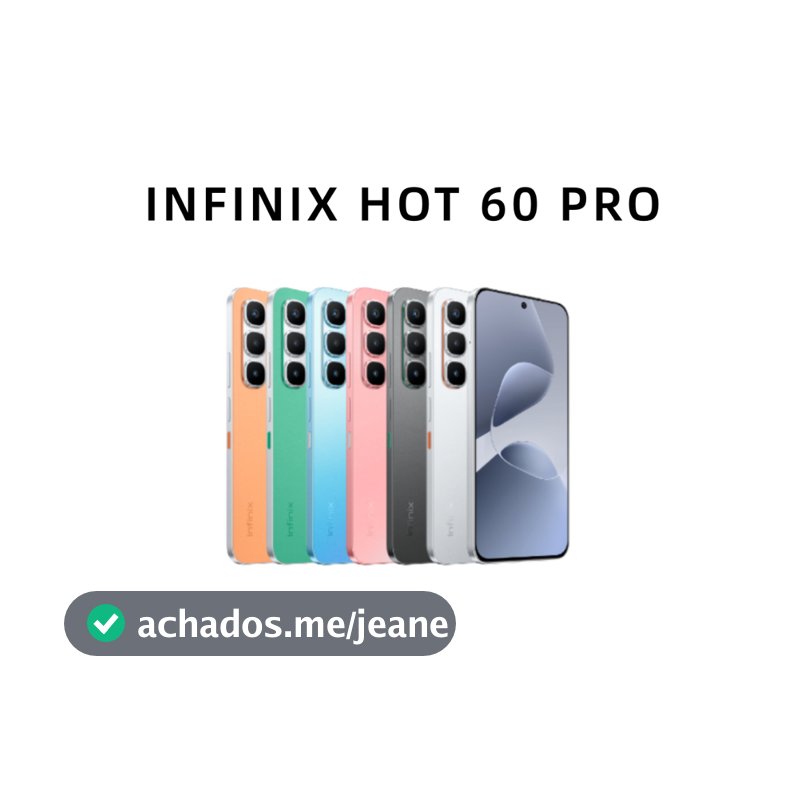 Infinix Hot 60 Pro 256GB Armazenamento 8GB RAM, Processador MediaTek Helio G200, Câmera 50MP，5160mAh