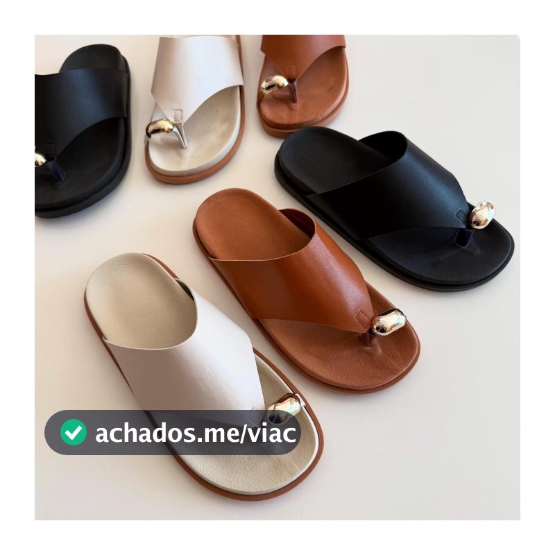 Sandalia Rasteirinha Feminina Flat Papete Leve e Confortavel Birken Detalhe Metalizado Dourado ABS