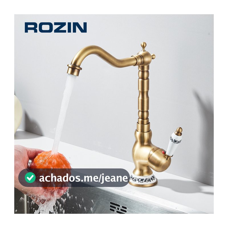 Torneira Para Bancada De Banheiro E Cozinha De Latão Antiga , Água Quente E Fria
