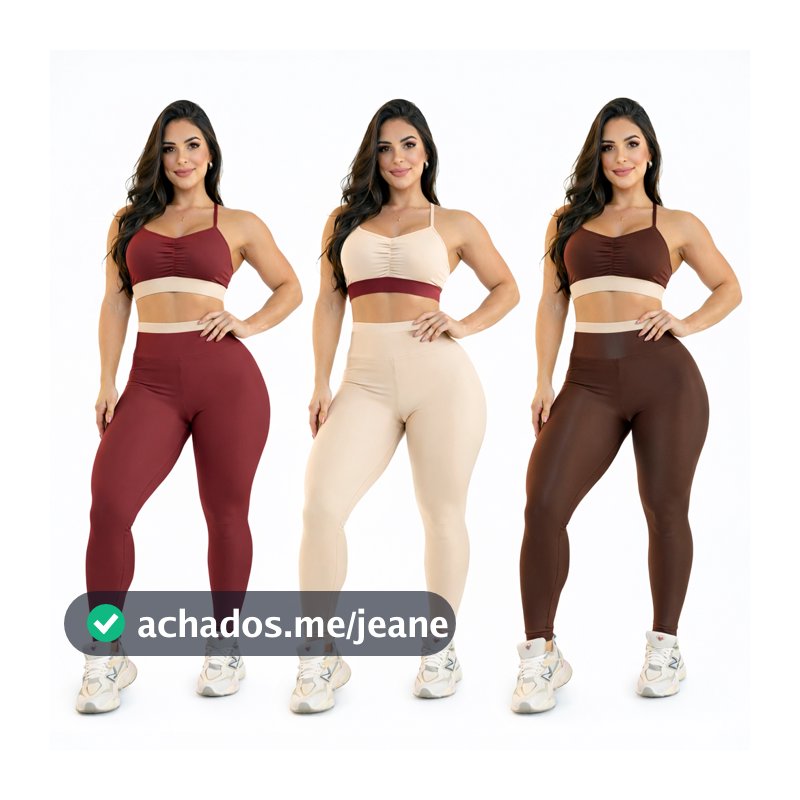 Conjunto Fitness Feminino Academia Bicolor Top e Legging Tecido Conforto Premium