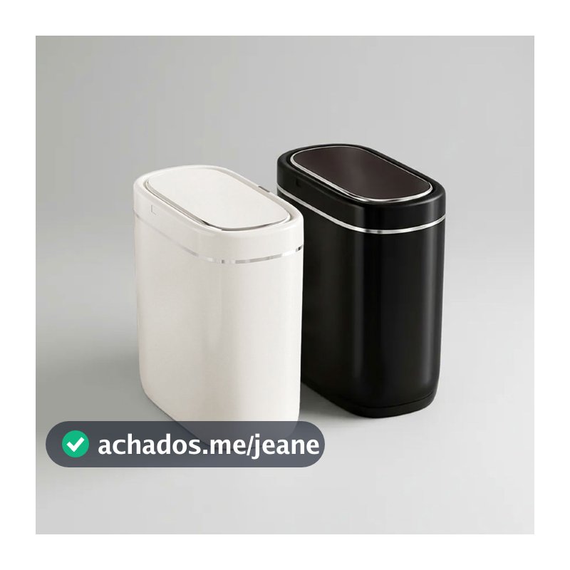 Lixeira Automática Sensor de Movimento 9 Litros Compacta Oval Retangular À Prova d`Água para Banheiro Cozinha Escritório