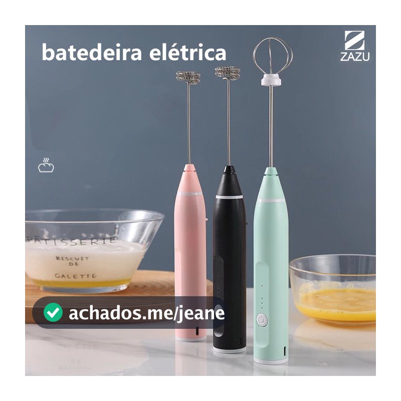 Misturador Elétrico 2 em 1 Mini Mixer Recarregável Portátil para Bebidas Leite Café Whey Clara de Ovo