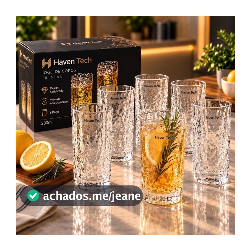 Jogo de Copos Alepo 300ml 6 Peças – Copo Cristal para Água, Suco e Refrigerante