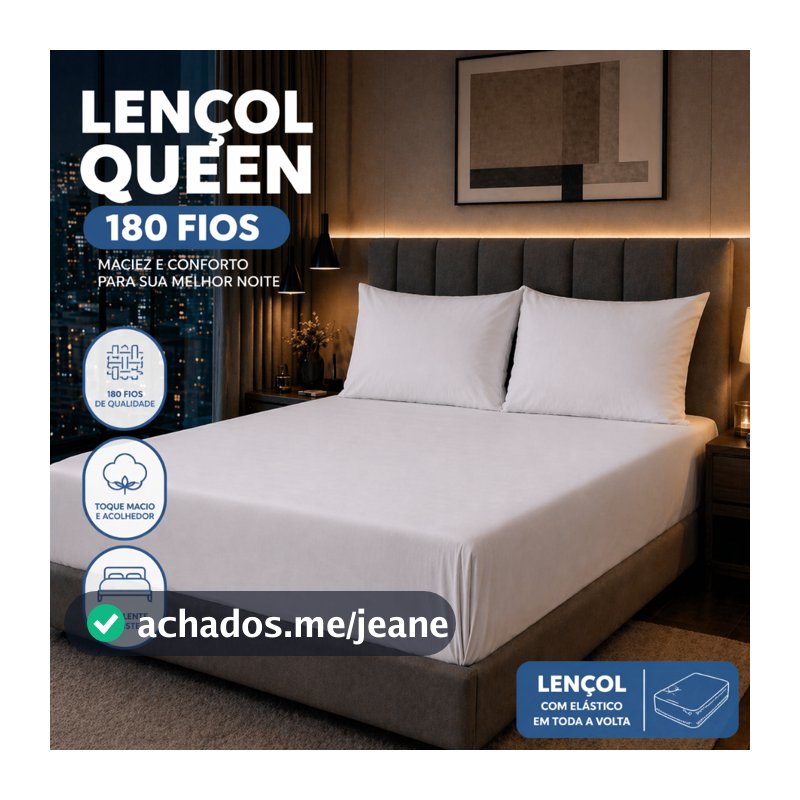 Jogo De Lençol Queen 3 Peças 180 Fios Com Elástico Micropercal Macio Não Faz Bolinha Cama Mesa Banho