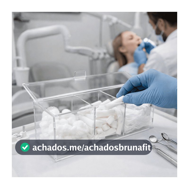 Suporte Organizador Odontológico 3 Divisórias para Algodão, Gaze e Roletes | Higiene e Organização para Consultórios