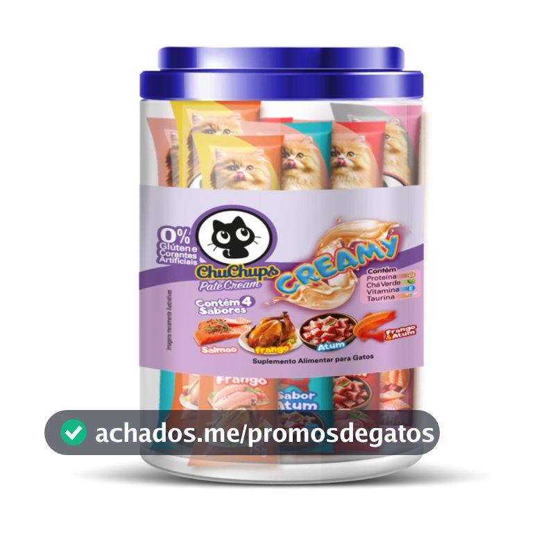 Petisco Gato Chuchups Creamy Pote 24 Sachês - Zero Glúten
