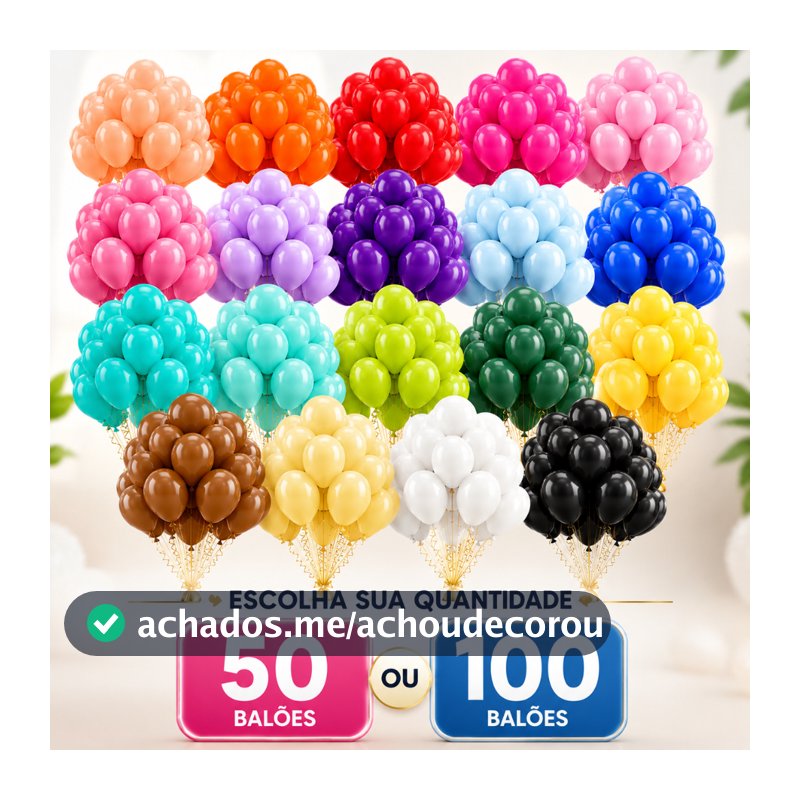 Kit 100/50 Balão Bexiga Festa Aniversário Decoração Arco 7 polegadas