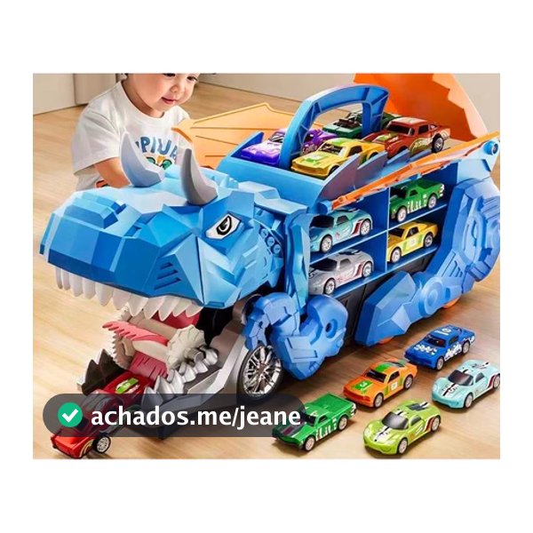 Brinquedo Caminhão Dinossauro Engolidor 2026 Porta-Carrinhos com 4 Carrinhos de Metal – Kit Infantil🦖🚚