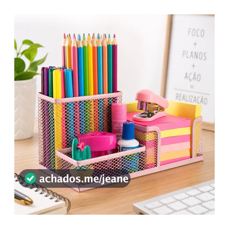 Porta Caneta Organizador De Metal Organizador de Mesa Rosa Em Metal Aramado Para Escritório 3 Divisões