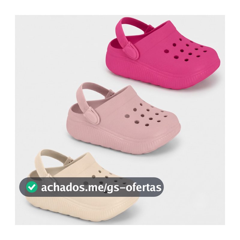 Sandália Clog Infantil Molekinha Menina Plataforma Glitter Original