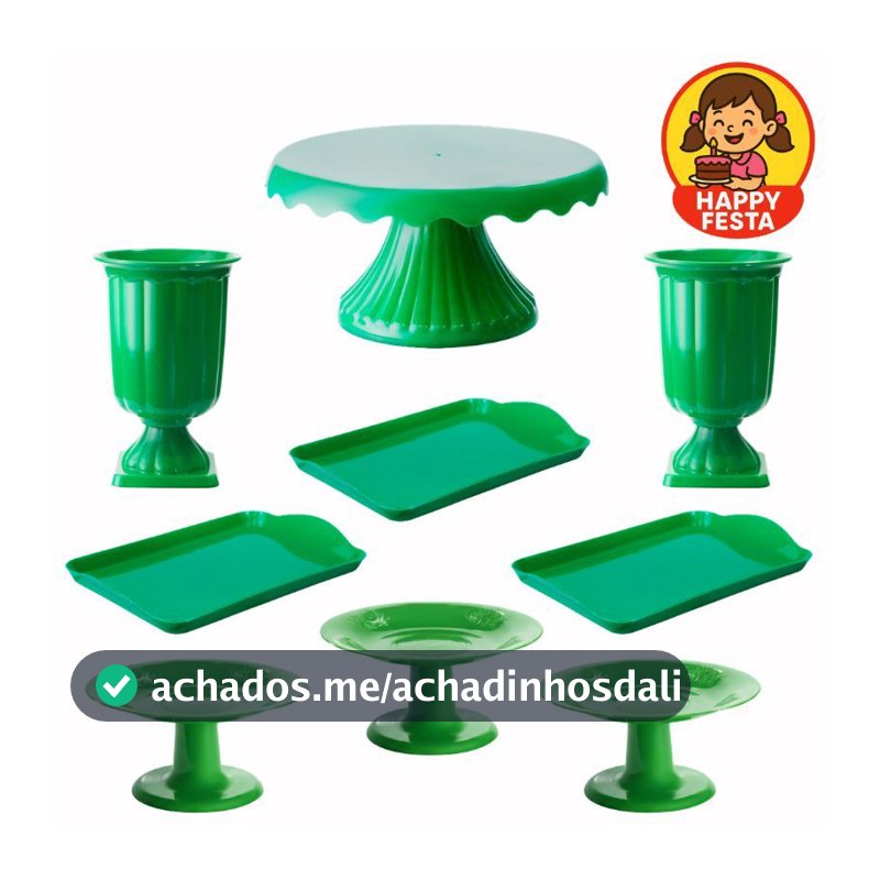 Kit 1 Boleira Cake Renda 19, 2 Vaso Romano, 3 Bandeja 20x13, 3 Mini Cake