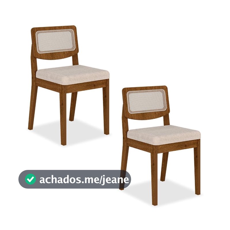 Kit 2 Cadeiras Sextavada Bari Freijó/bouclé Off White - M. Arapongas