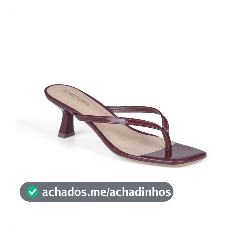 Tamanco de Dedo Domidona Bico quadrado Salto Fino Kitten Heel Elegante