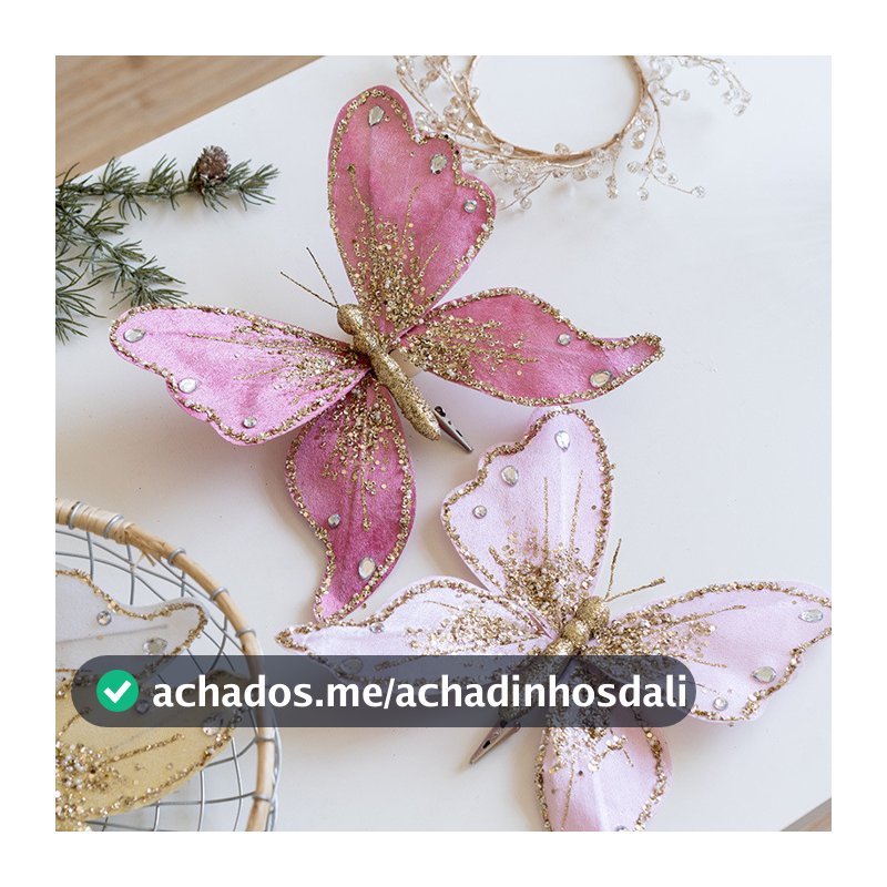 2024 Novo Produto Árvore de Natal Encantadora Árvore de Natal Rosa Dourada Ornamentos High-End Tecido Sequins Simulação Borboleta de Natal Pingente Borboleta de Natal Decoração Floral