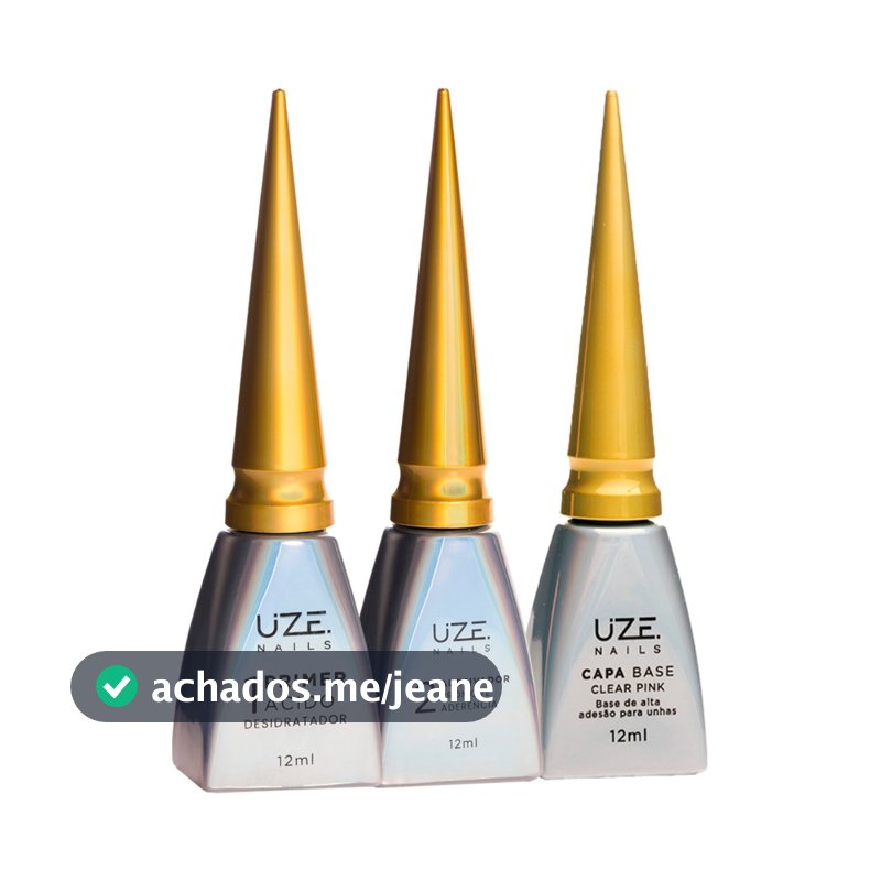Kit Uze Nails Primer Ácido/Desidratador + Adesivador + Gel Base Escolher Cor