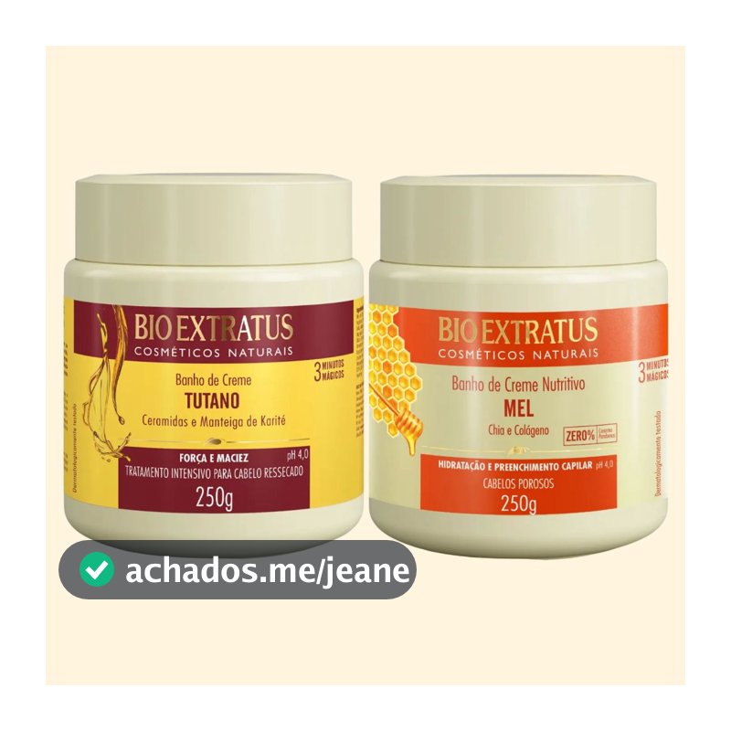 Kit Bio Extratus Tutano + Mel Máscara Capilar 250g cada | Cabelos Fortes, Hidratados e Brilhantes