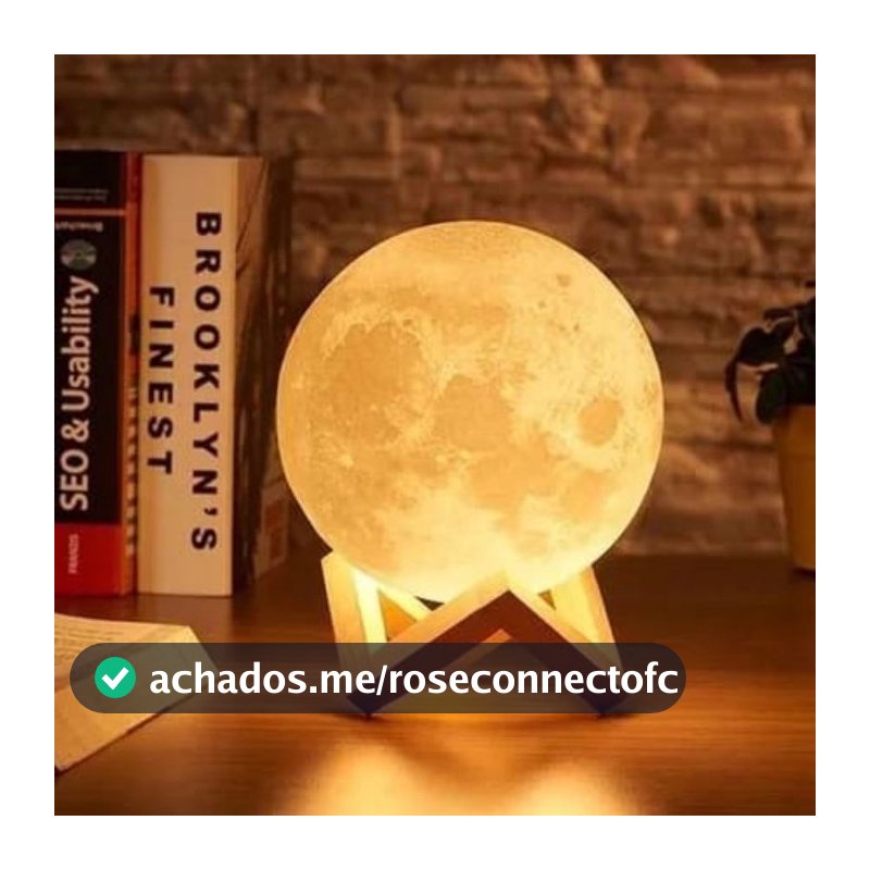 kit 2 unidida de Luminária Lua Cheia 3D LED Com Suporte Abajur para Decorar Casa Quarto Sala Mesa