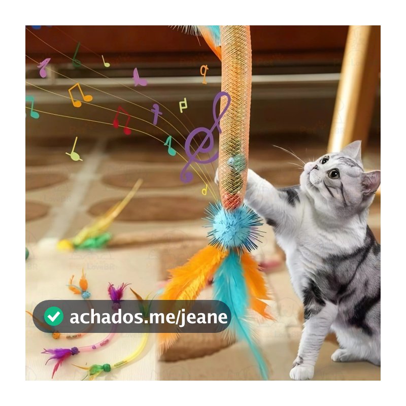 Brinquedo com Molas, Corda e Tubo de Pena para Gatos – Catnip Incluso – Coçar e Caçar-Pronta entrega