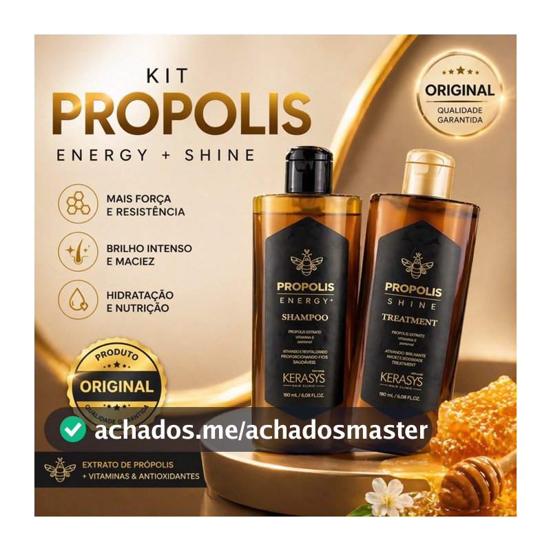 Kit Coreano Kerasys Propolis Shampoo Energy + Tratamento Shine Condicionador 180ml Original – Força, Brilho e Hidratação