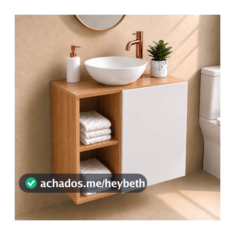 Gabinete Suspenso 2 Nichos e 1 Porta Banheiro Moderno - Blue Moby