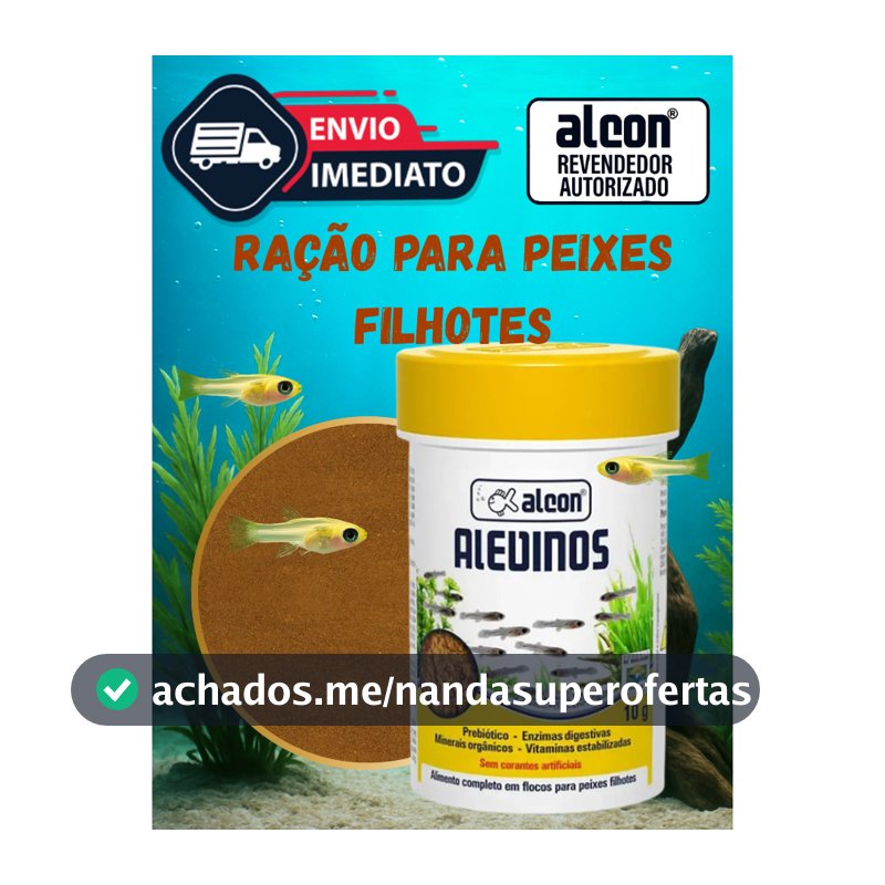 Ração Alcon Alevinos 10g para Peixes Filhotes de Aquário, Comida Inicial para Peixes de Água Doce