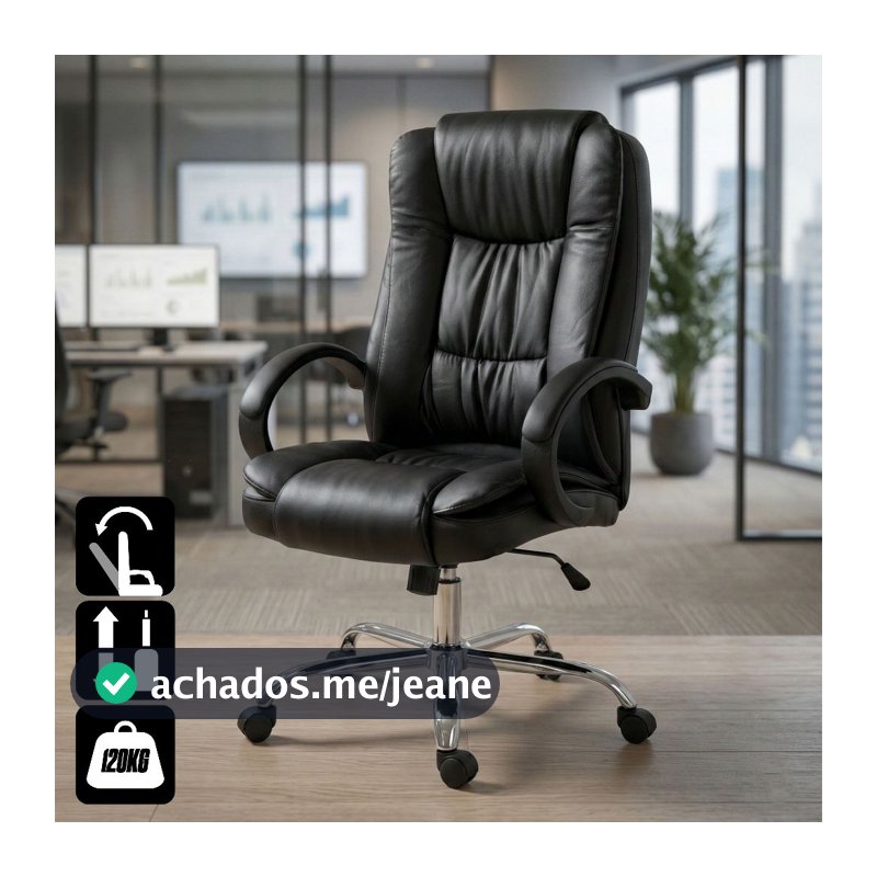 Cadeira Presidente Executiva Ergonômica Luxo Escritório Couro Diretor