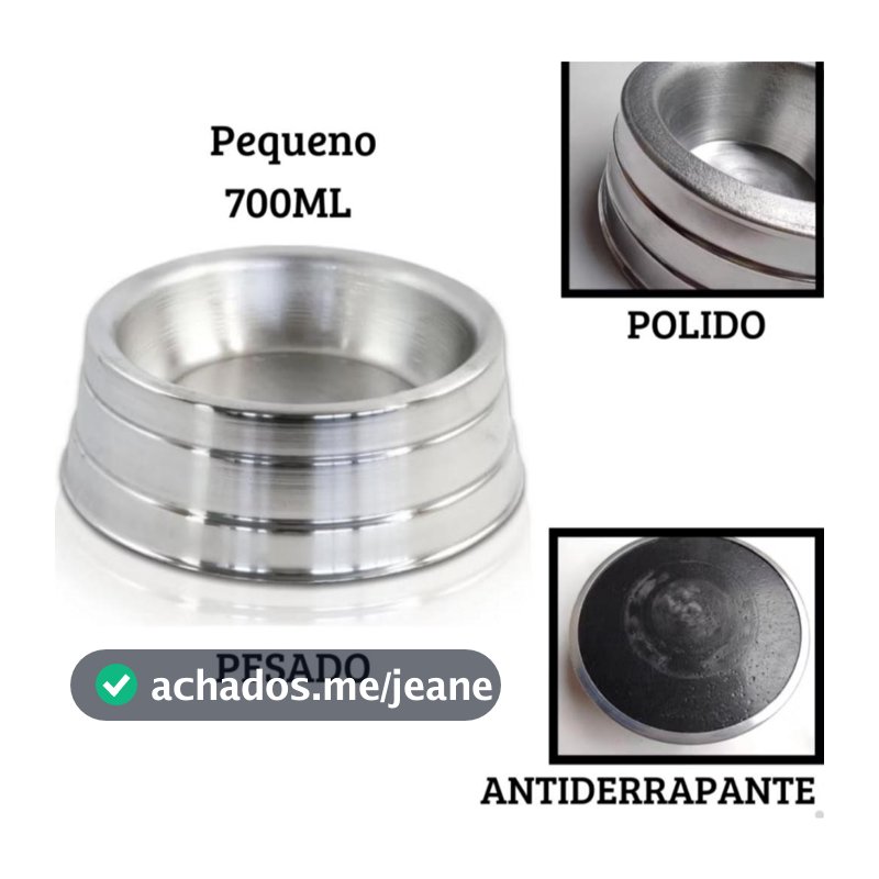 Comedouro ou Bebedouro de Alumínio Pesado Antiderrapante Para Cães e Gatos