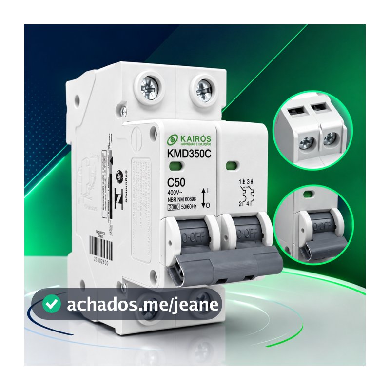 Disjuntor Bipolar 6a 10a 16a 20a 25a 32a 40a 50a 63a Curva C Kairós