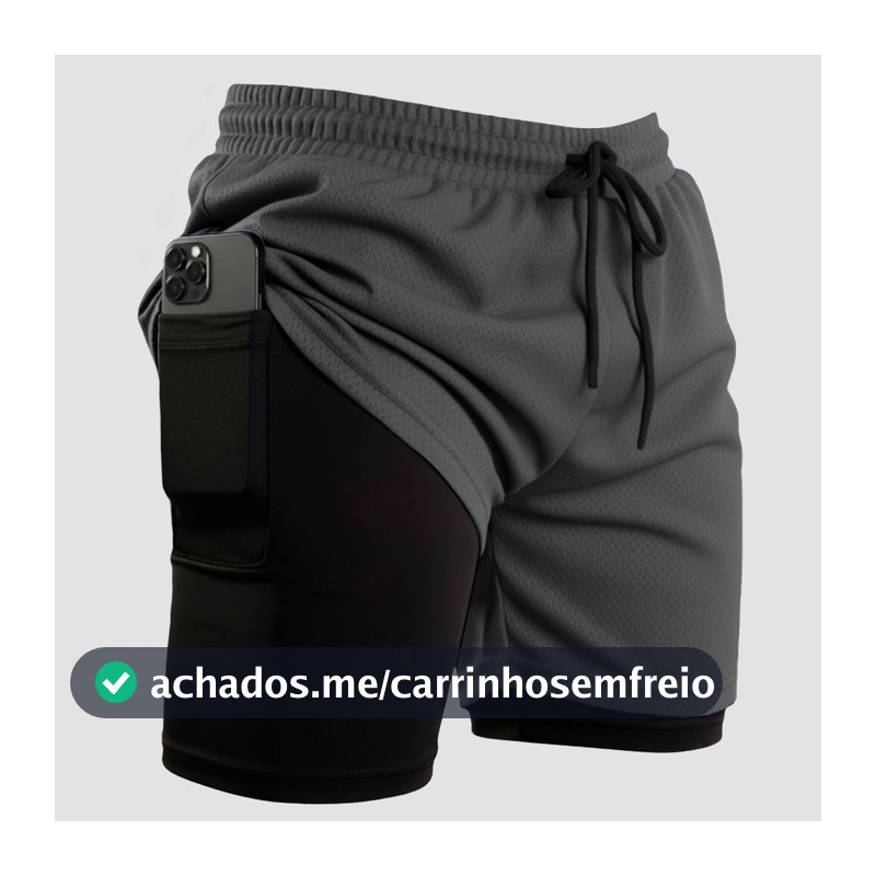 Bermuda Masculina Compreensão 2 Em 1 Short Esporte Academia  Futsal ciclismo caminhada
