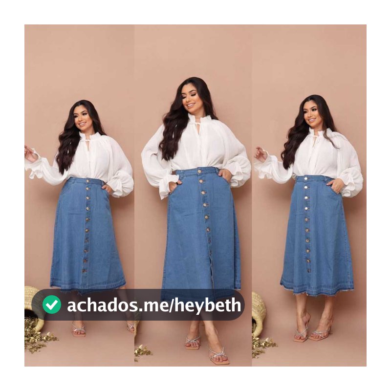 Saia Jeans Cristã Cintura Alta Azul Claro Com Botões e Bolsos Moda Feminina Evangélica