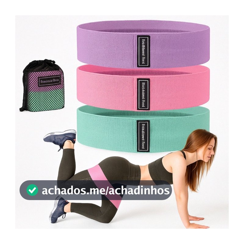 Kit 3 Faixas Elásticas de Resistência 3 Intensidades para Exercícios Treino e Fisioterapia Hip Bands