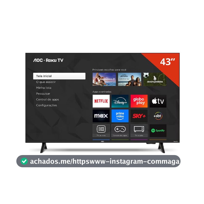 Smart TV 43 polegadas 43S5155 78G Full HD LED Wi-Fi Roku TV Dolby Audio AOC