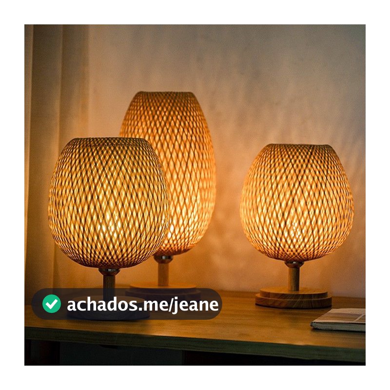 Candeeiro De Mesa De Vime IKEE Cabeceira Tecido De Bambu Boho Decoração Abajur De Madeira Vintage Para Quarto , Sala De