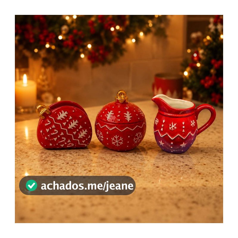 3 Peças de Porcelana Kit De Natal Açucareiro Mini Leiteira e Porta Guardanapos Mesa Posta