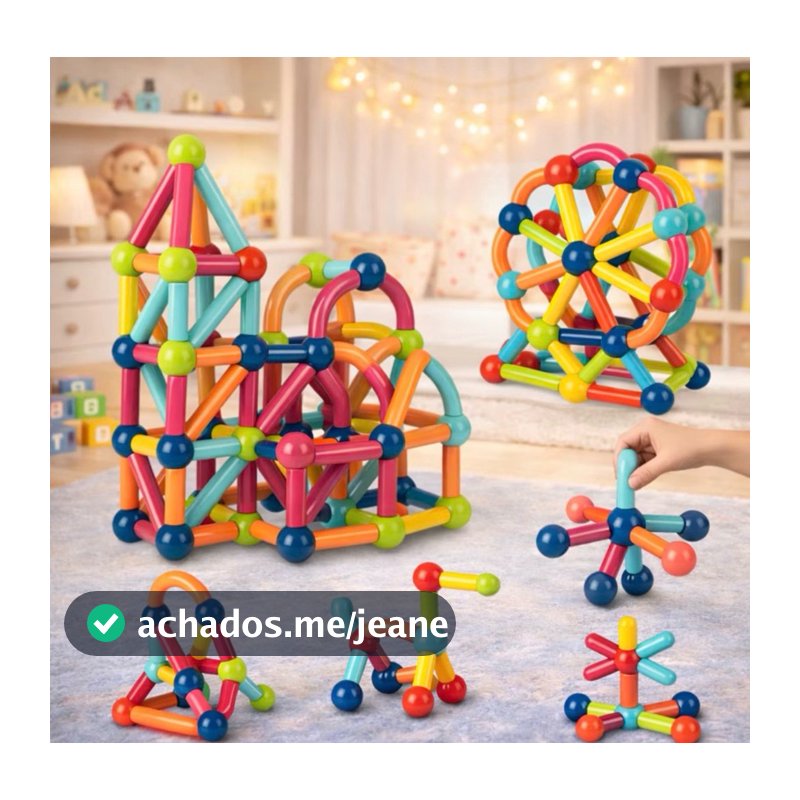 Blocos De Construção 3d Magnéticos Brinquedo ímã Varas Bolas Jogo Montagem Para Crianças 56/106 pecas.
