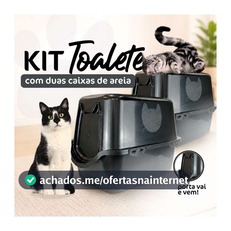 Kit 2 Caixa Areia Fechada Banheiro Toalete Sanitário Gato Antiodor
