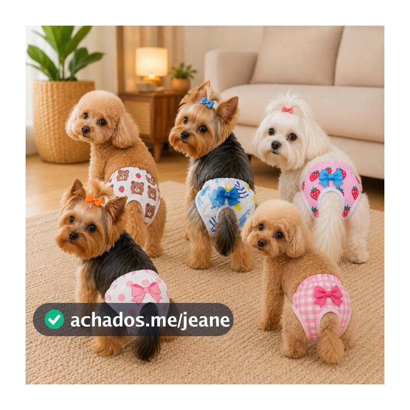 Calcinha Higiênica Raças Pequenas Roupa Pet Cães E Gatos Confortável Lavável Reutilizável Fofo