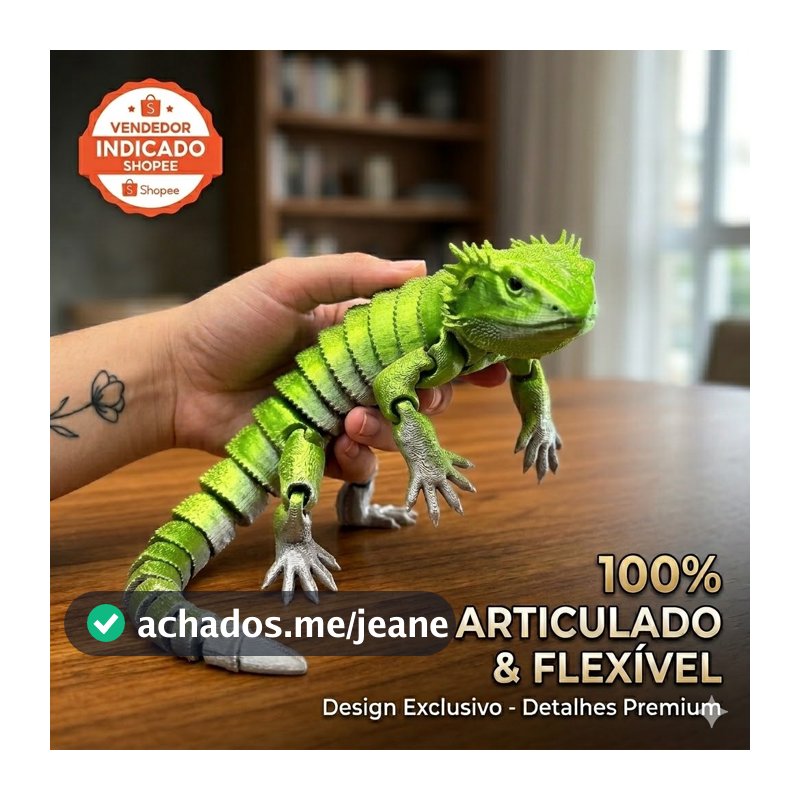 Dragão Sensorial Barbudo Articulado Pogona Flexível Geek 3D Colecionável Realista Luxo 22cm Relaxante